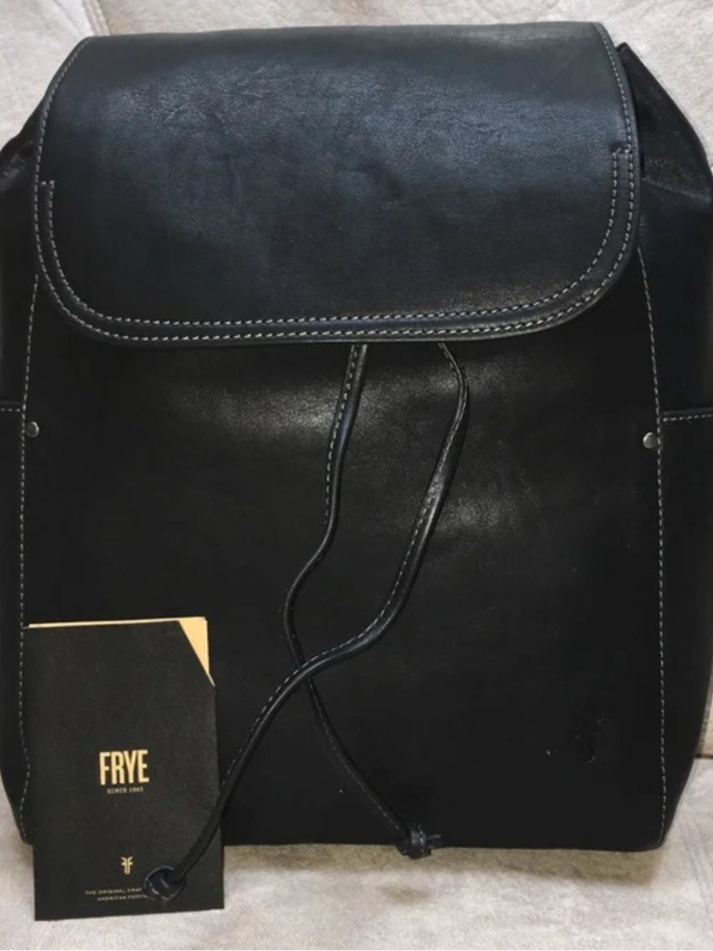 FRYE NWT Black Leather Backpack - Sleek Everyday Bag